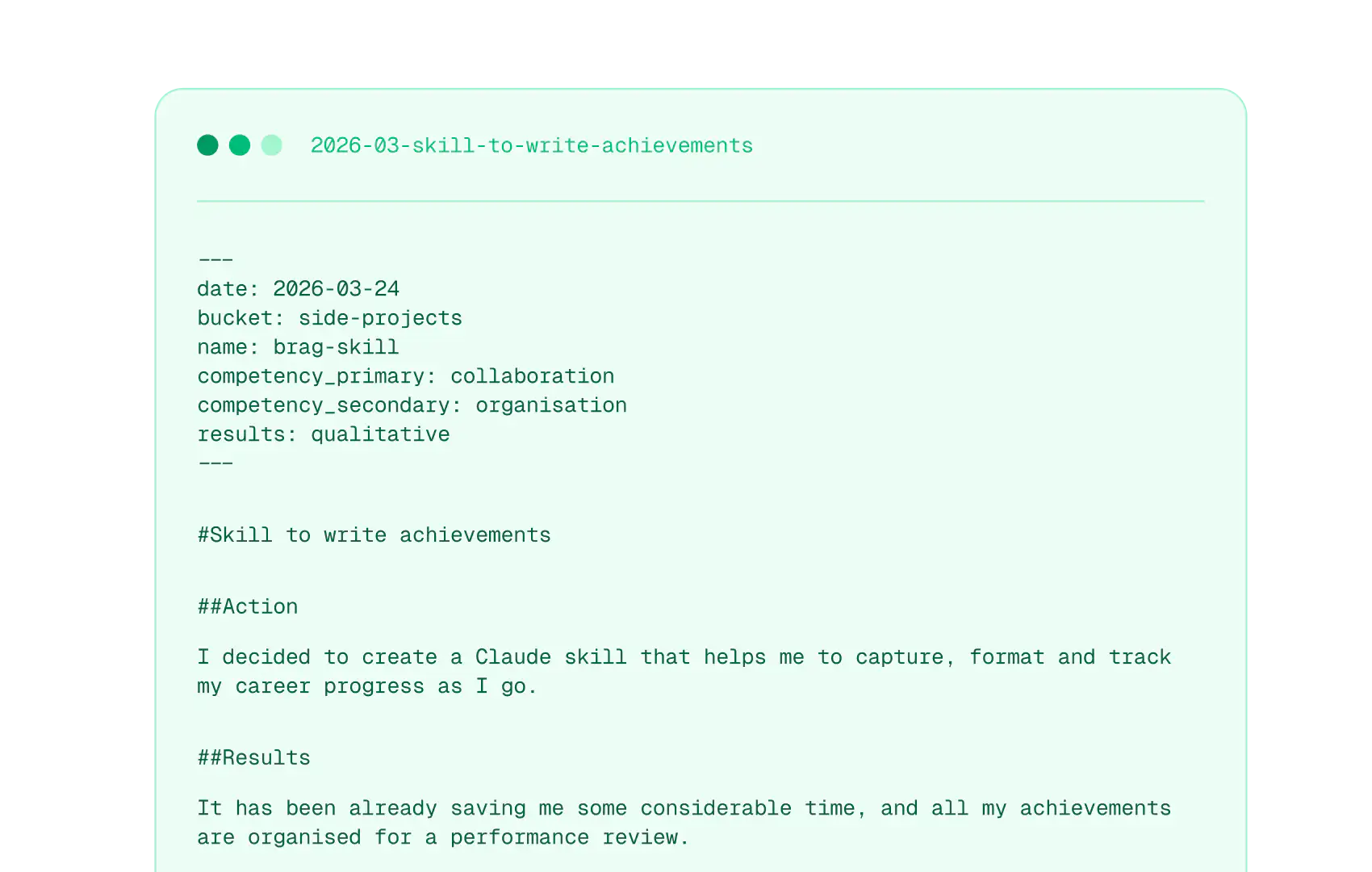 Creating a skill to help write work achievements