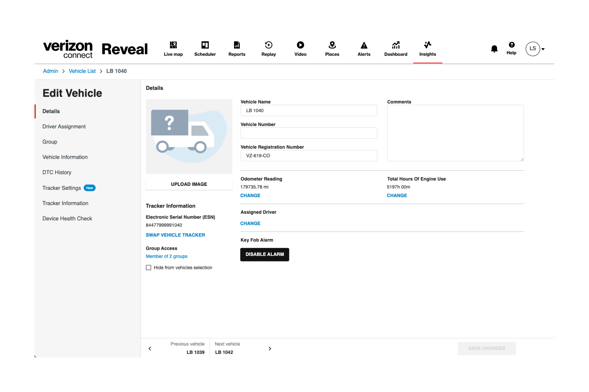 The old version of the admin page before the redesign
